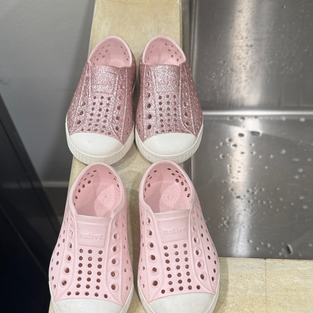 Native Kids Shoes - Pink Glitter and Light Pink